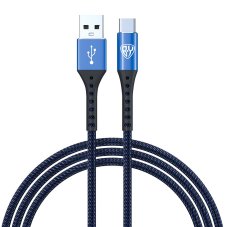Кабель для зарядки Адреналин Type-C, 1м, 3А, Быстрая зарядка QC 3.0, синий BY (гарантия 2 недели)